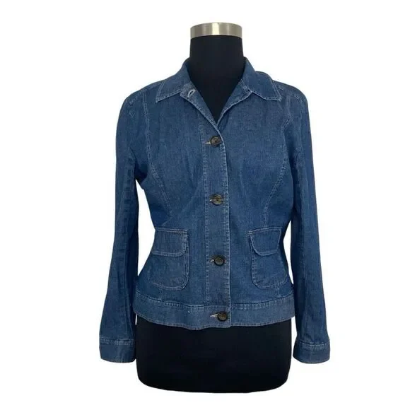 Cherokee XXL 1X Medium Wash Denim Button Down Top Y2K Big Shirt Pockets Western - Picture 2 of 10